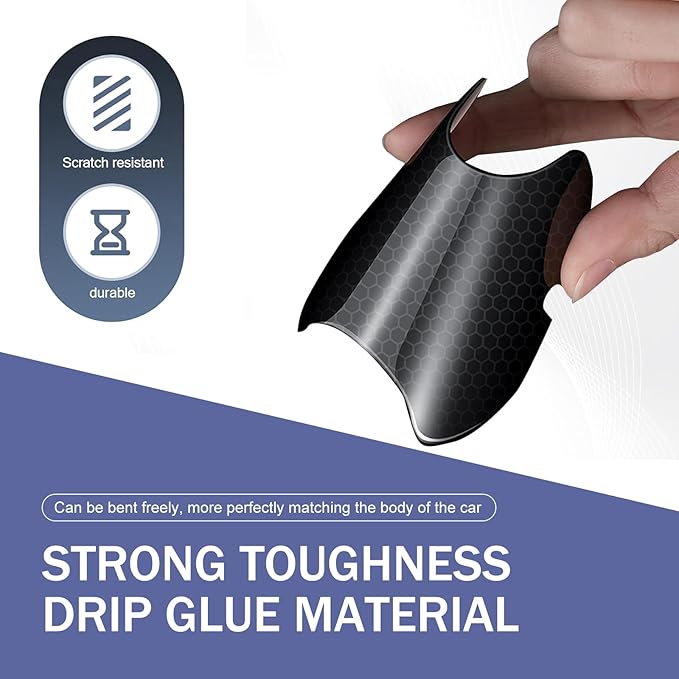 8 PCS Car Door Handle Sticker, Self-Adhesive Reflective Auto Paint Scratch Protector, Flexible Anti-Bumping Door Bowl and Handle Protector, Universal for Most Cars (Black)