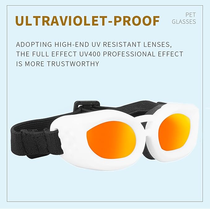 Dog Goggles Small Breed, UV/Wind/Dust/Fog Protection Pet Sunglasses with Adjustable Strap,Outdoor Dog Sunglasses for Small Dogs,Easy Wear