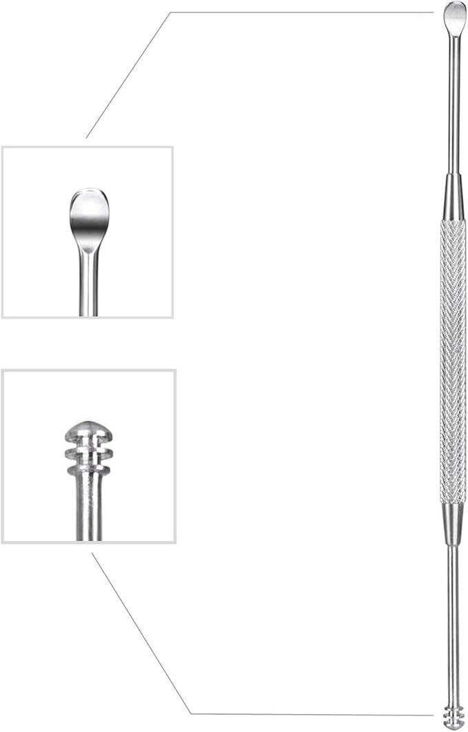 Steel Ear Pick Earwax Remover Spoon Ear Scraper Scratcher Ear Cleaner with Storage Box, 304 Stainless