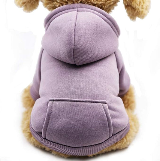 Jecikelon Soft Dog Hoodies for Small Dogs, Fleece Puppy Sweatshirt with Pockets, Warm Winter Cold Weather Coats for Pet Cat, Cute Clothes Puppy Costume (Purple, X-Small)