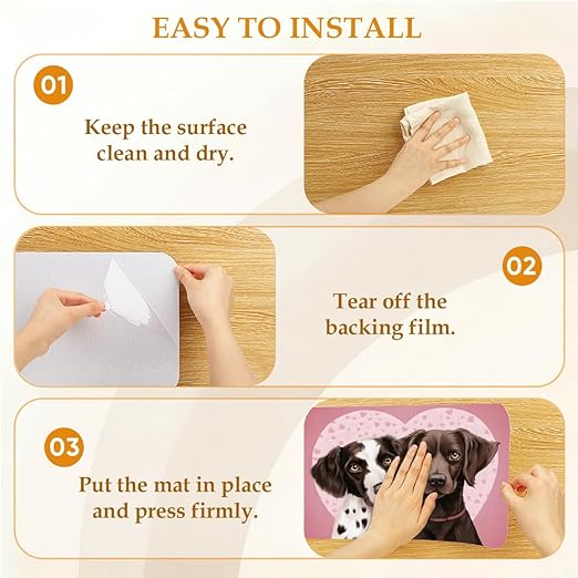 Animal Cute Dog Love Stair Treads for Wooden Steps Indoor Washable Staircase Carpet 1PCS 30"x7.8" Stair Step Treads Non-Slip Staircase Covers Peel and Stick Safety Mat for Kids Elders Pets