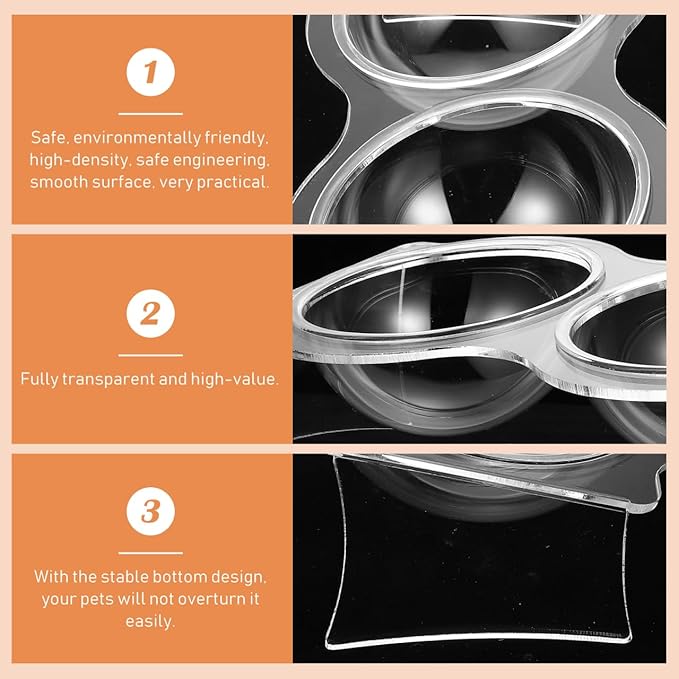 TOYANDONA Acrylic Double Bowl Pet Food and Water Dish Elevated Cat Puppy Drinking Bowl Indoor Kitten Feeding Station 11.81X6.69X3.74In Easy to Clean Stable Base