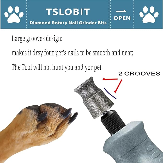 Diamond Dog Nail Grinder Attachment,1/8'' Pet Nail Grinder Wheel for Dog Nail Grinder, Diamond Rotory Bit for Dogs&Pets Nail Care (Large A+V)
