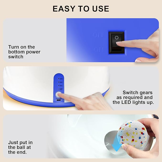 SOCO Automatic Ball Launcher for Dogs with Random Mode, 3 Settings to 45FT, Rechargeable Small Dog Ball Thrower with 4 2.2" ETPU Tennis Balls for Small Medium Breeds