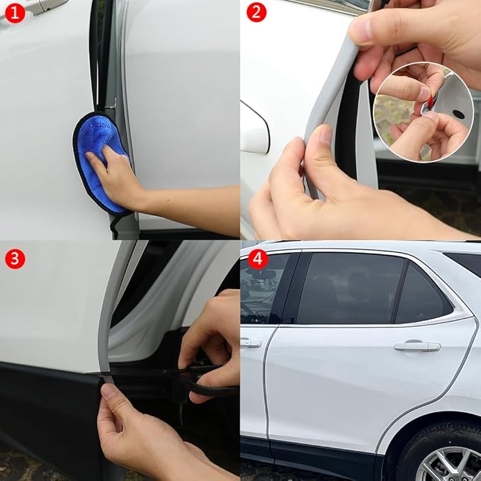 Winunite 16.4ft (5m) Car Door Edge Guards Light Gray – Self-Adhesive PVC, U-Shaped, Fits Most Vehicles, Fade-Resistant, Scratch- and Chip-Resistant – Reduces Dings in Parking Lots