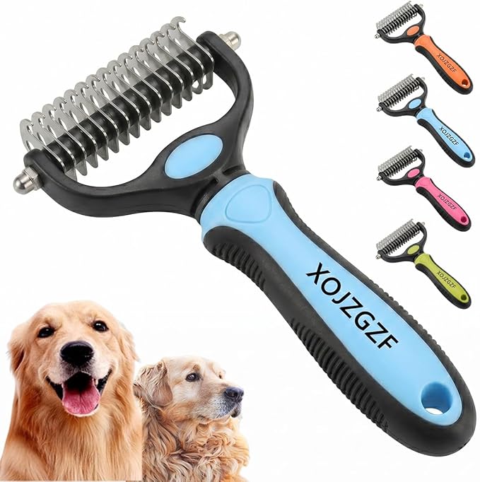 Pet Pro Tool Grooming, Dual Tooth Groom Pro for Dogs, Cat Deshedding Brush, Dog Rake Brush for Shedding, Cats Comb Undercoat Long Hair Knotter Remover, Double Teeth Coat Dual-Sided Professional Tools