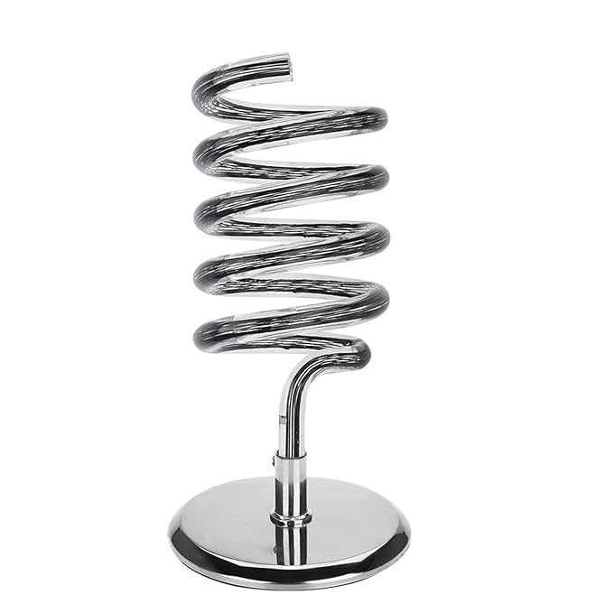 Hair Dryer Holder Countertop, Acrylic Hair Dryer Stand with Stainless Steel Base, Countertop Spiral Blow Dryer Holder Hair Tool Organizer for Bathroom, Vanity, Salon, Home
