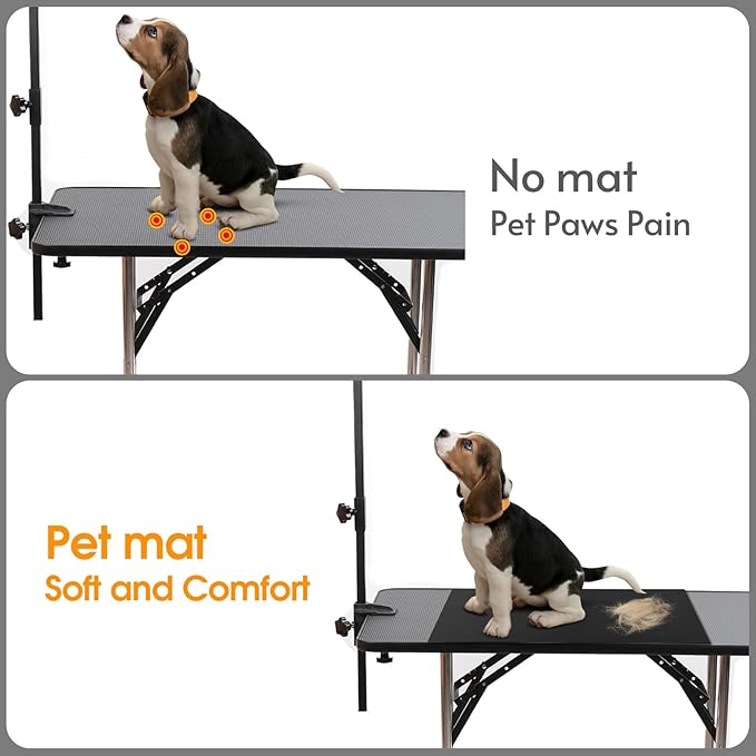 Dog Grooming Table Mat, (24x47inch) Khaki Dog Grooming Table Mat Pad Non-Slip, Pet Grooming Table Mat for Grooming Dogs at Home, Pet Groomers Table Mat, Easy-Clean Durability