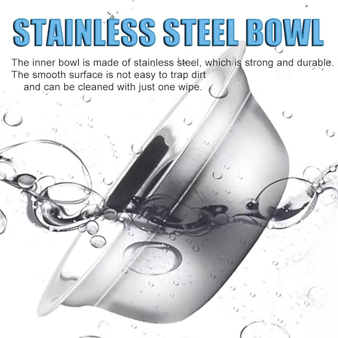 Double Cat Food Bowl -Stainless Steel Bowls with Easy-to-Clean Detachable Design, Non-Slip Base, Pet Feeder for Kittens and Medium Cats (Green)