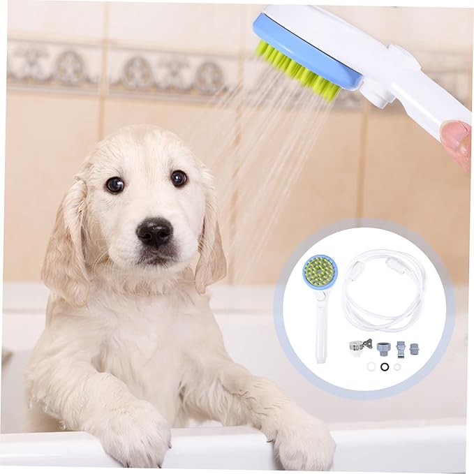 Pet Shower Combing Sprayer with Hose Eco Friendly Abs Dog Bath Brush for Puppy Grooming and Massage One Handed Rinse and Scrub Tool for Comfortable Pet Bathing