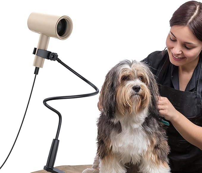 Dog Hair Dryer Stand Holder - Adjustable 31.5" Heavy Duty Blow Dryer Mount, Hands Free Pet Grooming Tool for Dogs with Secure Clamp, Fits Most Hair Dryers (Black)