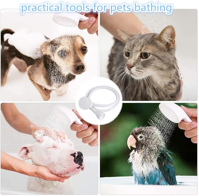 Pet Shower Head, Single or Double Tap Bath Sink Shower Head Hose Spray Push On Bath Tub Sink Faucet Attachment Washing Hair Hairdresser for Dogs Cats(Single Tap)