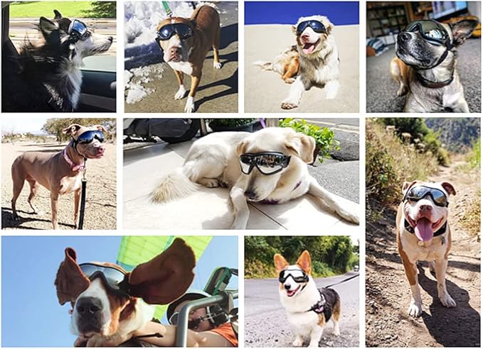 Dog Sunglasses Dog Goggles,UV Protection Wind Protection Dust Protection Snow Protection Fog Protection Pet Glasses Eye Wear Protection with Adjustable Strap for Medium or Large Dog