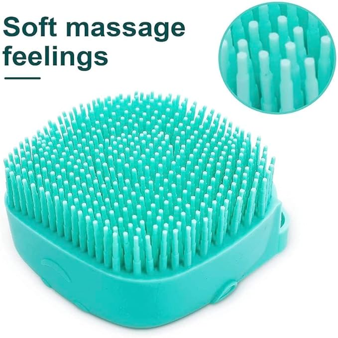 Pet Bath Massage Brush Puppy Dog Cat Grooming Soft soap Dispensing (Blue)