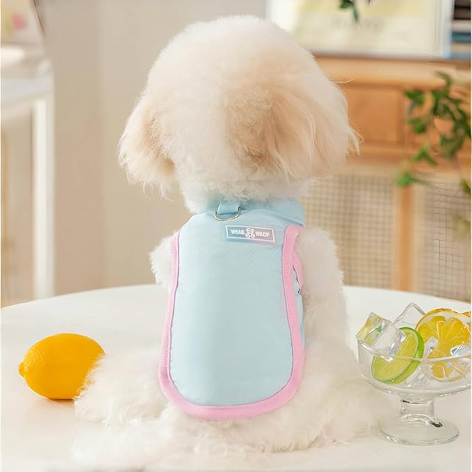 Dog Cooling Vest, Summer Pet T-Shirt, Breathable Quick-Dry Outfit for Dogs and Cats, Blue (Blue, Large(8.8-12lb))