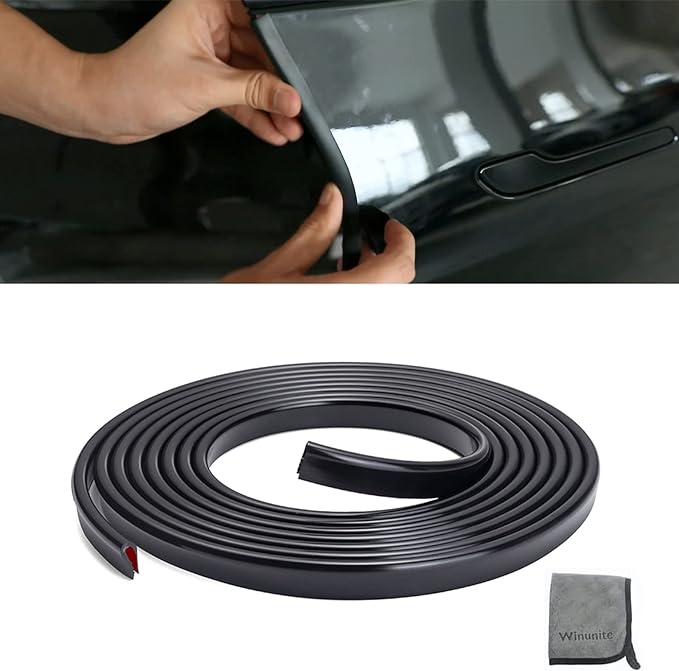 Winunite 32.8ft (10m) Car Door Edge Guards Black – Self-Adhesive PVC, U-Shaped, Fits Most Vehicles, Fade-Resistant, Scratch- and Chip-Resistant – Reduces Dings in Parking Lots