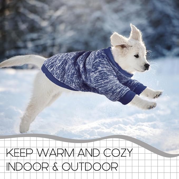 2 Pack Dog Sweaters for Small Dogs Girl Boy Winter Fleece Clothes Warm Soft Dog Sweatshirt Outfit for Dogs Cats Pet Apparel (Grey+Navy Blue, XXS (Back: 7.8",Chest: 11.8", 2.2-3.5lbs))