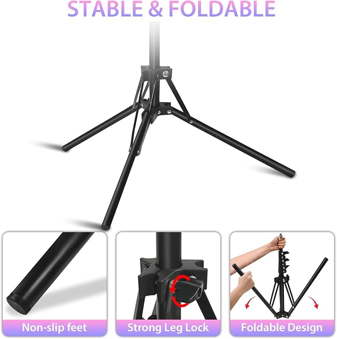 Hair Dryer Stand With 180 Degree Rotating, Free Hands Blow Dryer Holder With Tripod And Universal Clip, 30-61 Inch Adjustable Hair Dryer Holder For Bathroom, Vanity, Makeup Room