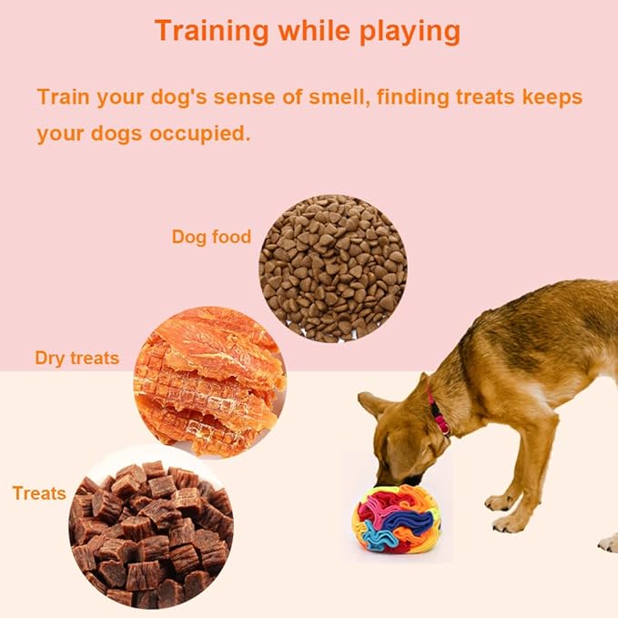 Ablechien Snuffle Ball and Rainbow Interactive Dog Snuffle Snake Puzzle Toy, Interactive Dogs Toys to Keep Them Busy, Puppy Dog Puzzle Toy with Storage Bag Machine Washable