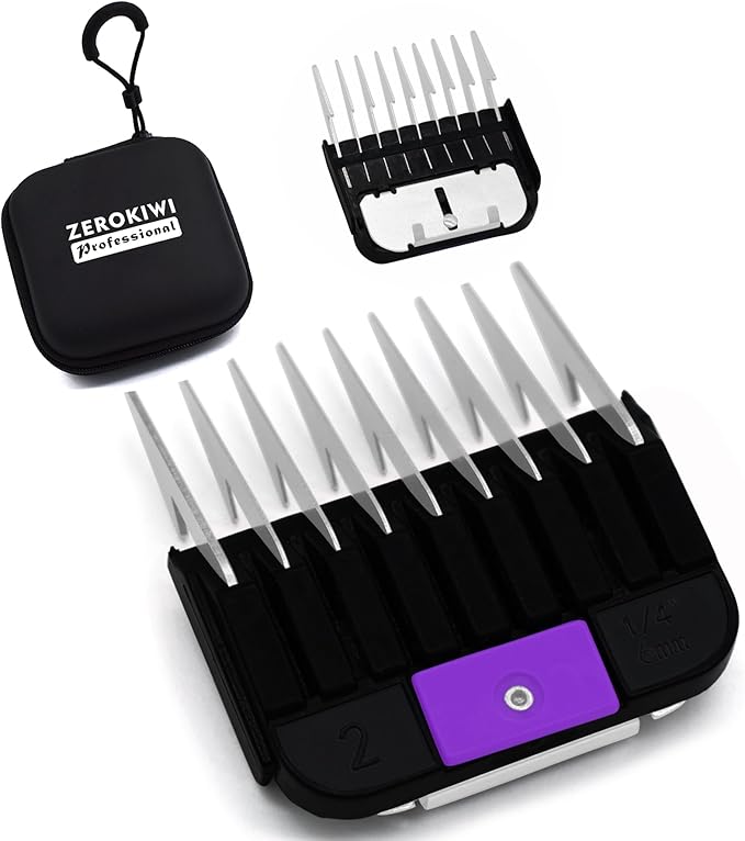 Professional A5-Style Animal Clipper Stainless Steel Color-Coded Snap-on Attachment Guard Guide Comb, 1/8"-1" Compatible with Wahl KM Series Oster A5 Andis Detachable Blade Pet Dog Groomers (#2-1/4")