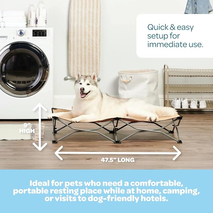 Carlson Pet Products Large Portable Pup Travel Pet Bed, Tan