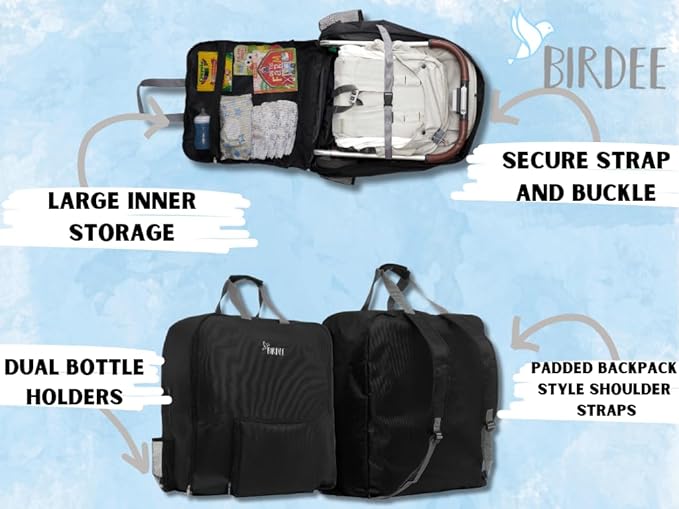 Birdee Stroller Travel Bag Designed For UPPAbaby MINU V2 and MINU - Stroller Gate Check Bag - Backpack For Airplane Travel