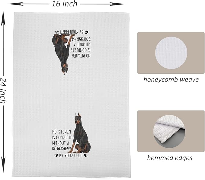 Doberman Dog Kitchen Towels - Doberman Gifts for Doberman Lovers, Doberman Dog Hand Towels Dish Towels, Doberman Stuff,Doberman Decor No Kitchen is Complete Without a Doberman, 16x24 Inch
