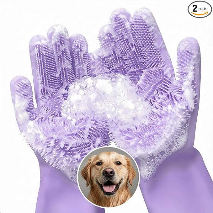 Silicone Dish Gloves with Scrubbers – Thick Tear-Resistant Dishwashing Gloves for Washing Dishes, Kitchen Cleaning, Bathroom Scrubbing & Daily Chores – Durable, Reusable Multi-Purpose Design