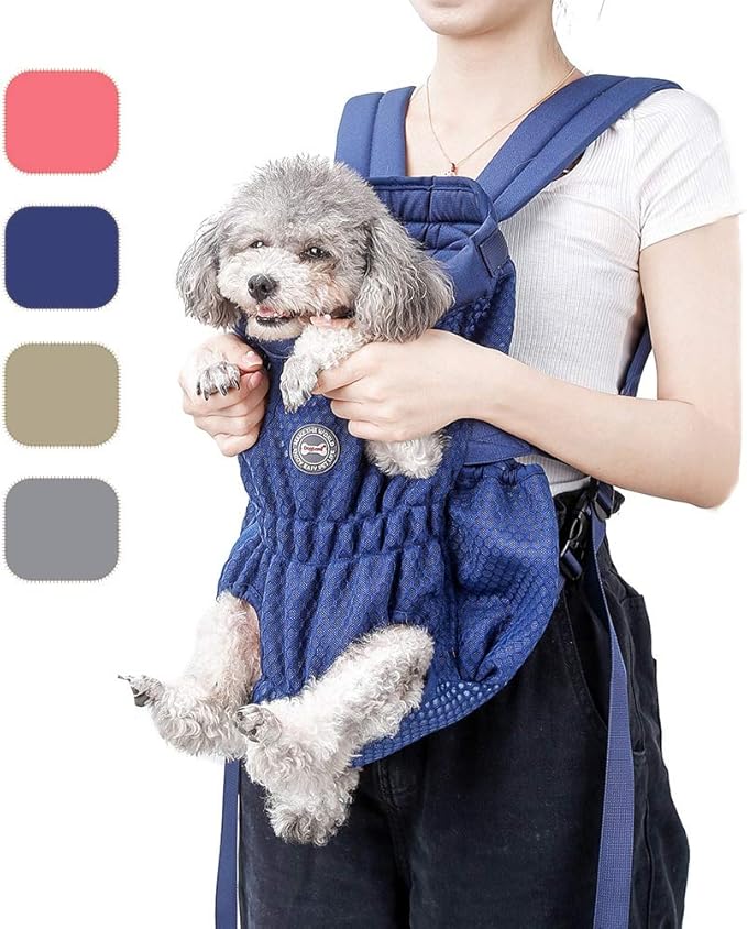 Dog Backpack Carrier Small Dog Backpack, Pet Dog Front Backpack Legs Out Dog Chest Carrier for Small Dogs, Cat Backpack Carrier Dogs Travel Back Pack Hands-Free Hiking Bike Motorcycle (Size:11–19 lbs)