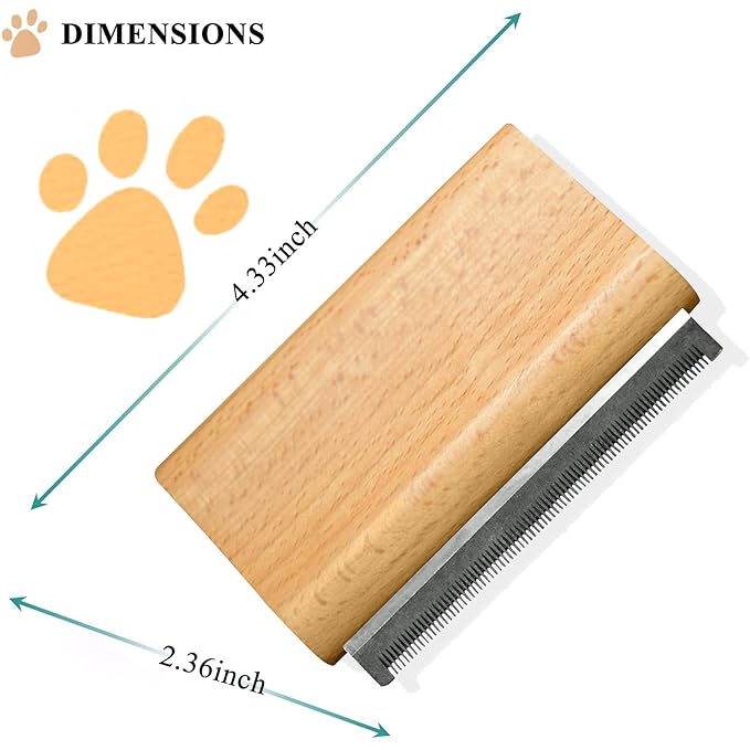 Wooden Deshedding Brush for Dogs, Cats & Horses, Deshedding Grooming Tool Curry Comb Pet Hair Removal Tool, Deshedding Dog Brush Combs for All Hair Types, 4.33 Inch