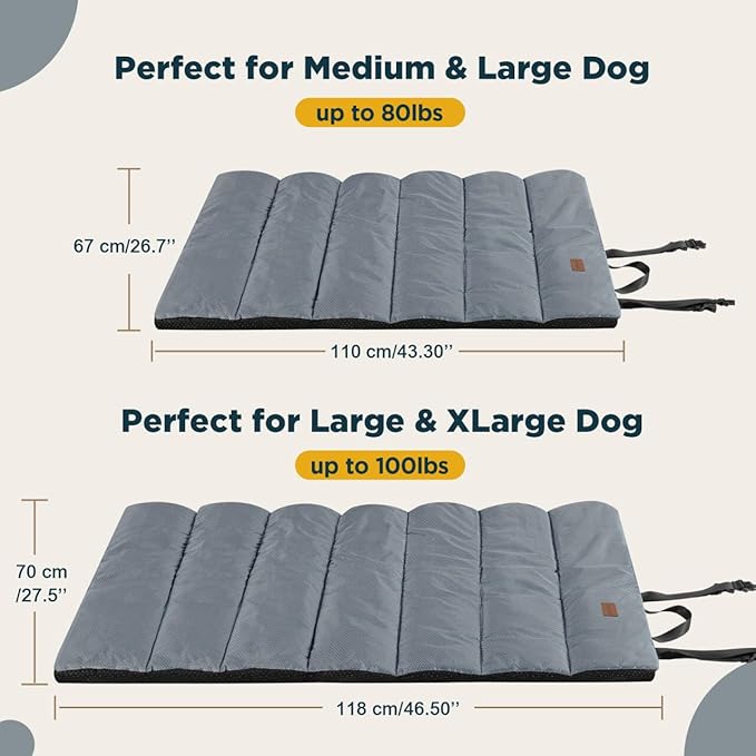 Gimars Upgraded Outdoor Dog Bed with Waterproof Film, Easy to Roll Up with Buckle, Large Travel Pet Bed for Medium & Large Dog, Portable, Foldable, Washable for Camping,Traveling