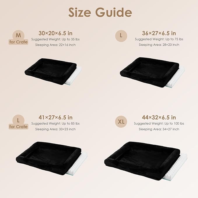 EHEYCIGA Dog Bed Cover Replacement for Medium Dog Bed, Waterproof Washable Removable Cover for Orthopedic Memory Foam Dog Sofa, Non-Slip Bottom, Black, Cover Only