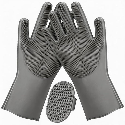 3PCS Dog Bath Supplies - Dog Washing Gloves and Pet Shampoo Brush, Wash Mitt with 3000 Soft Bristles, Adjustable Handle Scrubber for Bath, Massage and Grooming