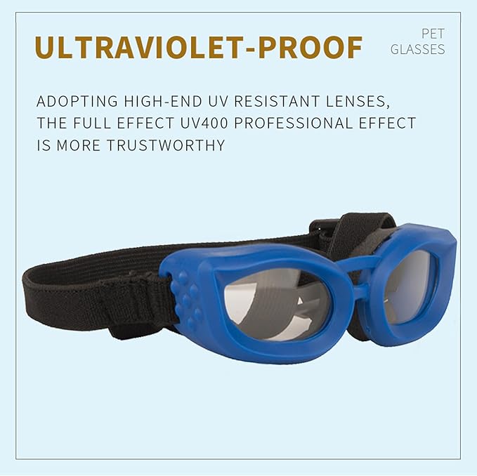Dog Goggles Small Breed, UV/Wind/Dust/Fog Protection Pet Sunglasses with Adjustable Strap,Outdoor Dog Sunglasses for Small Dogs,Easy Wear