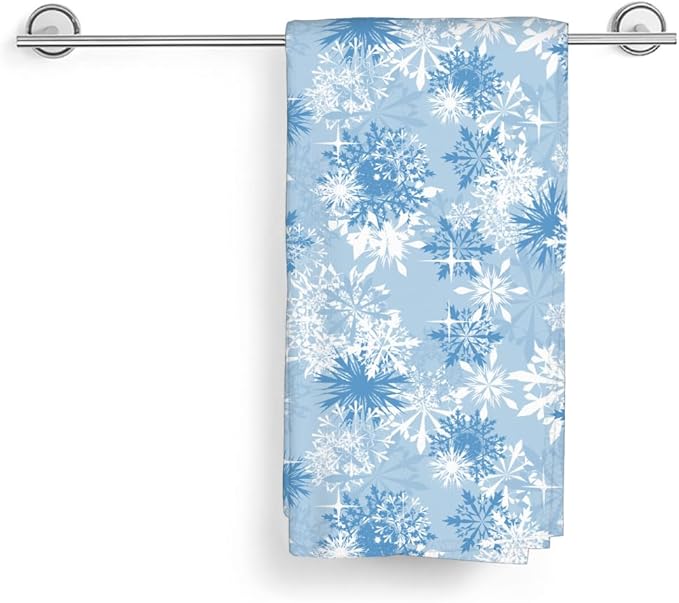 Christmas Kitchen Towels Blue White Snowflake Winter Dish Towels 16×24 Inch Soft Absorbent Xmas Blue Hand Cloths Decorative for Kitchen Drying Set of 2