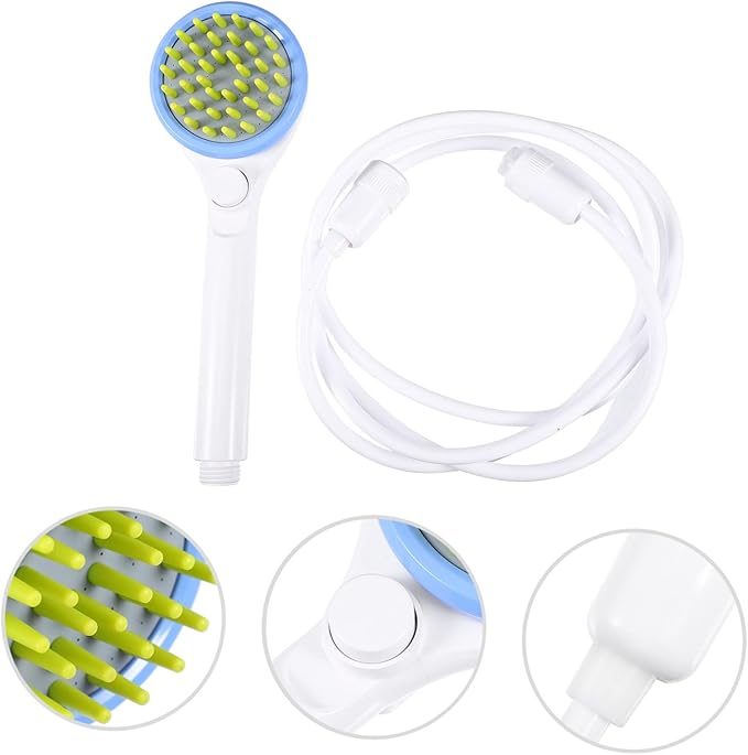 INOOMP Pet Shower Sprayer with Hose and Massage Brush Abs Material Dog Bath Brush for Gentle Grooming Rain Like Full Coverage Spray for Efficient Cleaning and Comfortable Pet Bathing