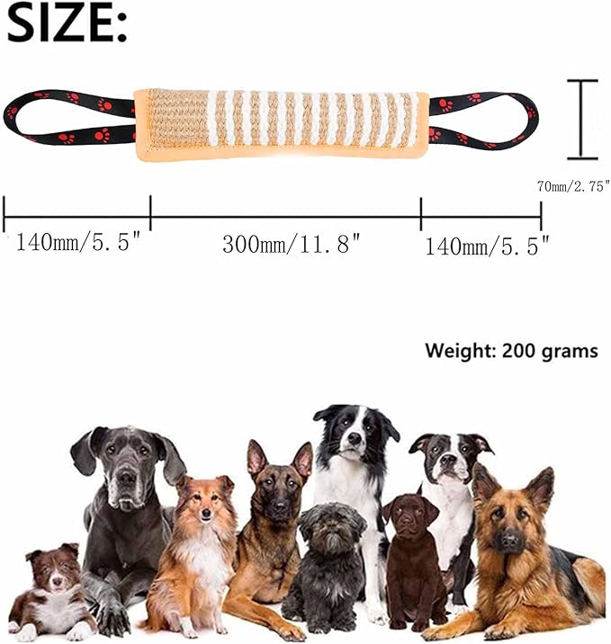Clysoru Dog Tug Toy Tough Jute Bite Pillow Lasting Training Equipment Puppy to Large Dogs Interactive for Large and Small (Brown Footprint)