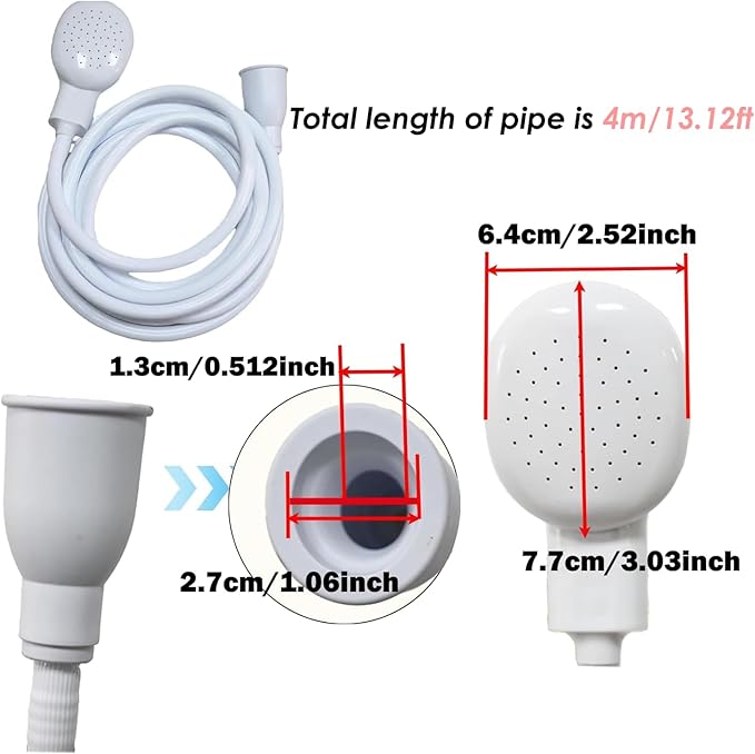 4m/13.12ft Sink Spray Rubber Hose Portable Faucet Sprayer Garden, Shampoo Sprayer Handheld Shower Head Spray Hose Attachment for Dog, Pets, Bathing Baby, Washing Hair, Rinsing Vegetables