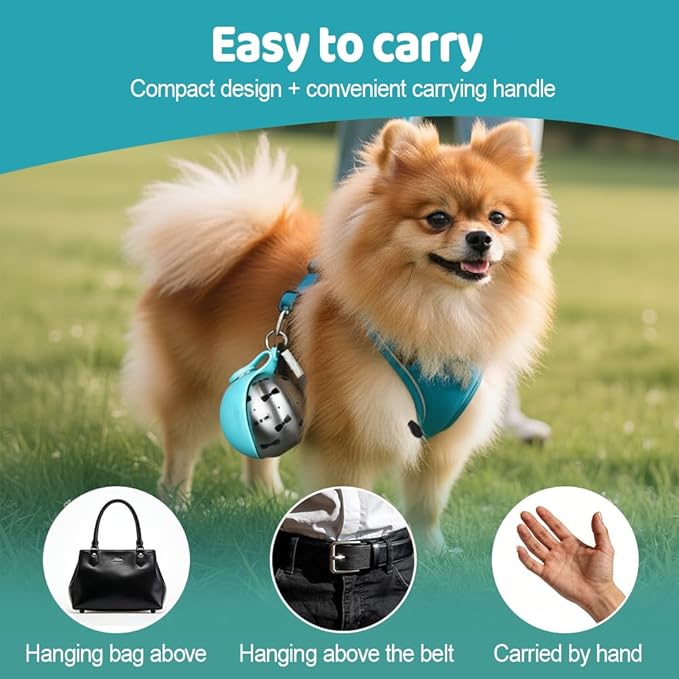 Portable Pet Water Bottle, Stainless Steel Compact Dog Drinking Bottles Leak Proof Cat Travel Water Bottles with Foldable Silicone Bowl for Outdoor Walking Hiking
