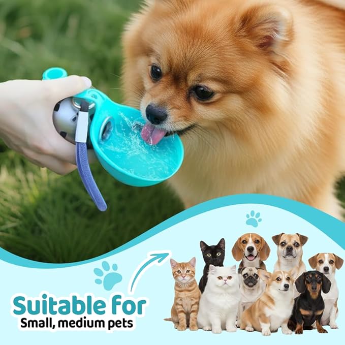 Portable Pet Water Bottle, Stainless Steel Compact Dog Drinking Bottles Leak Proof Cat Travel Water Bottles with Foldable Silicone Bowl for Outdoor Walking Hiking