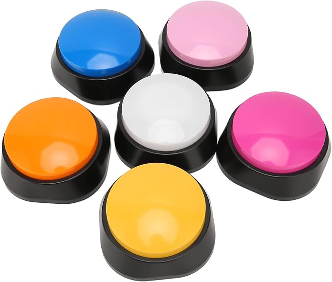 Cuifati Dog Buttons for Communication, 6 Pcs Dog Talking Set, 30s Voice Recordable Pet Training Buzzer, Speaking Buttons for Cats & Dogs Voice Recording