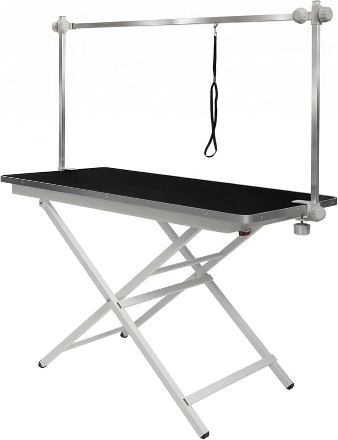 ApexDesk ProPaw Series 46" x 24" Dog Grooming Table, Foldable Heavy Duty Steel Frame, Adjustable Height (28.75"/33.82"), Height-Adjustable Grooming Arm, Non-Slip Waterproof Top, 260 lb Capacity