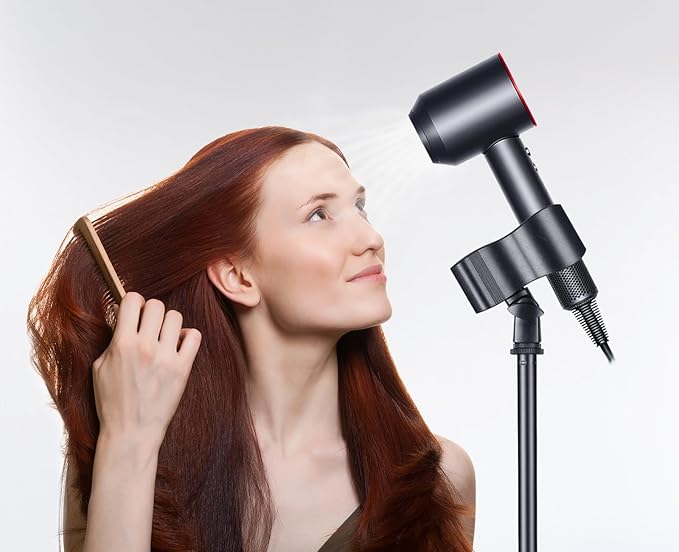 Hair Dryer Holder Hands Free 59in/150cm Height Adjustable Blower Stand with Upgraded Larger Clamp, 180 Degrees Rotatable Heavy Duty Blow Dryer Floor Stand Countertop Holder