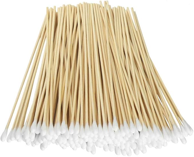Yinghezu 200 Pcs Count 6" Inch Long Cotton Swabs with Wooden Handles Cotton Tipped Applicator, Cleaning with Wood Handle for Oil Makeup Gun Applicators, Eye Ears Eyeshadow Brush and Remover Tool