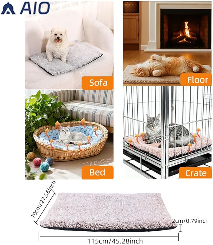 Heated Dog Bed Self Warming Bed Advanced Extra Warm Thermal Pet Pad for Indoor Outdoor Pets with Removable Cover Non-Slip Bottom Washable Non Electric Self Heating Dog Mat Large Brown 27.5 * 45.3inch