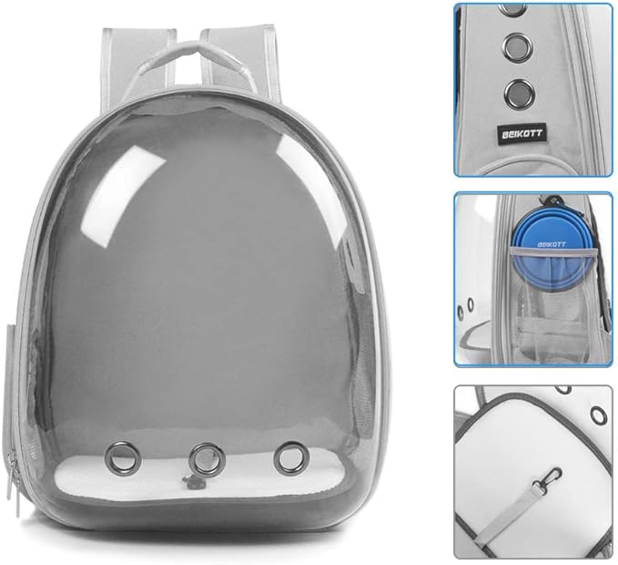 Cat Backpack Carrier, Pet Backpack, Breathable Cat Dog Space Capsule Backpack, Airline-Approved for Small Cats Dogs Birds Bunny Travel Hiking