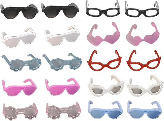 20 Pairs Doll Glasses Plastic Doll Sunglasses with 10 Styles Classic Retro Tiny Sunglasses Eyewear Mini Sunglasses for Crafts Dolls Pets Costume Cosplay Photo Props.