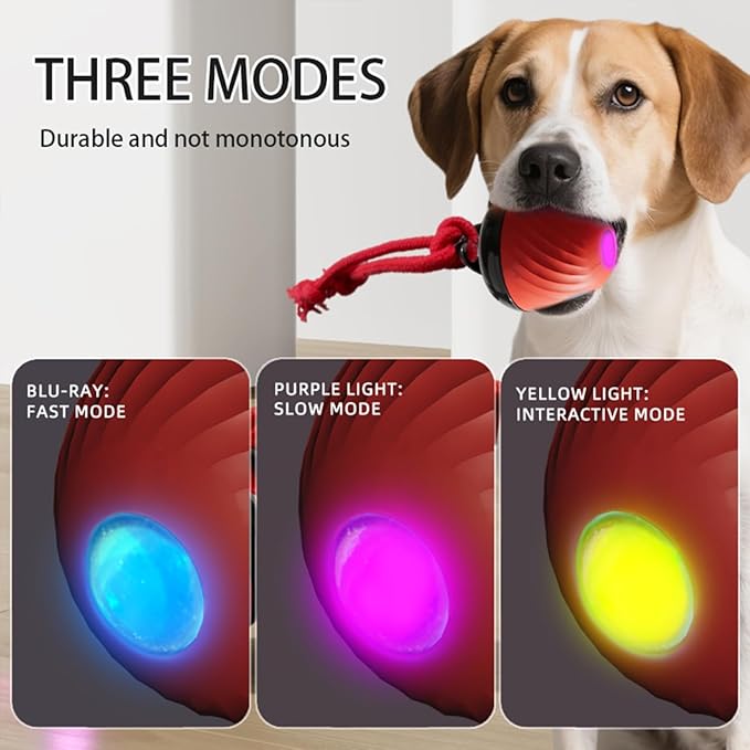 Power Tail 2.0 Pet Toy, Motion Activated Interactive Dog & Cat Toy - Squeaky Active Rolling Ball with Flashing Colorful Lights, Smart Jumping Ball for Small & Medium Pets