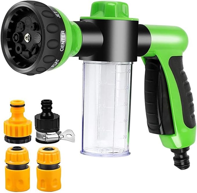 8 Spray Patterns Pet Shower Sprayer with 4 Faucet Connectors, High Pressure Cleaning Water Gun for Car Wash, Dog Bathing, Watering Plants (2)