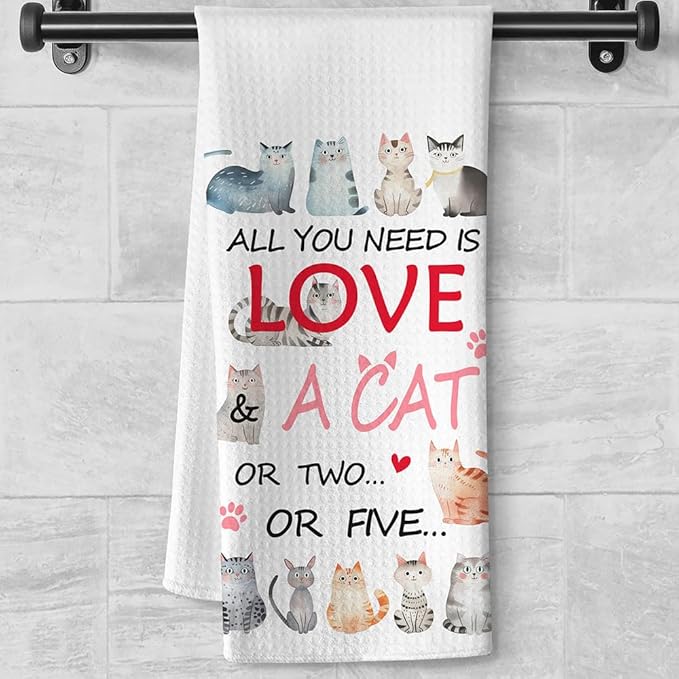 Cat Kitchen Towels - Quick-Dry Kitchen Hand Towels Decorative, Diverse Cat Gathering Art Decorative Dish Towel for Devoted Pet Moms | Tea Towel Home Accent & Heartfelt Mantra Gift for Feline Ladies
